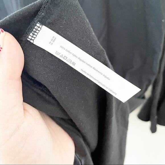 Free People black long sleeves tie back scoop neck - Picture 3 of 8